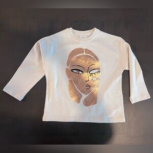 NWOT Zara Shiny Faces T-Shirt